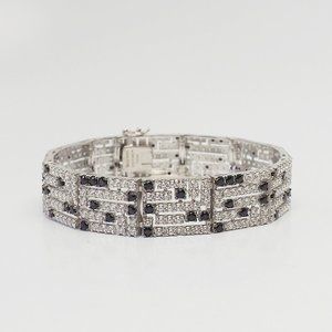 Black clear crystals designer sterling silver bracelet by Tova